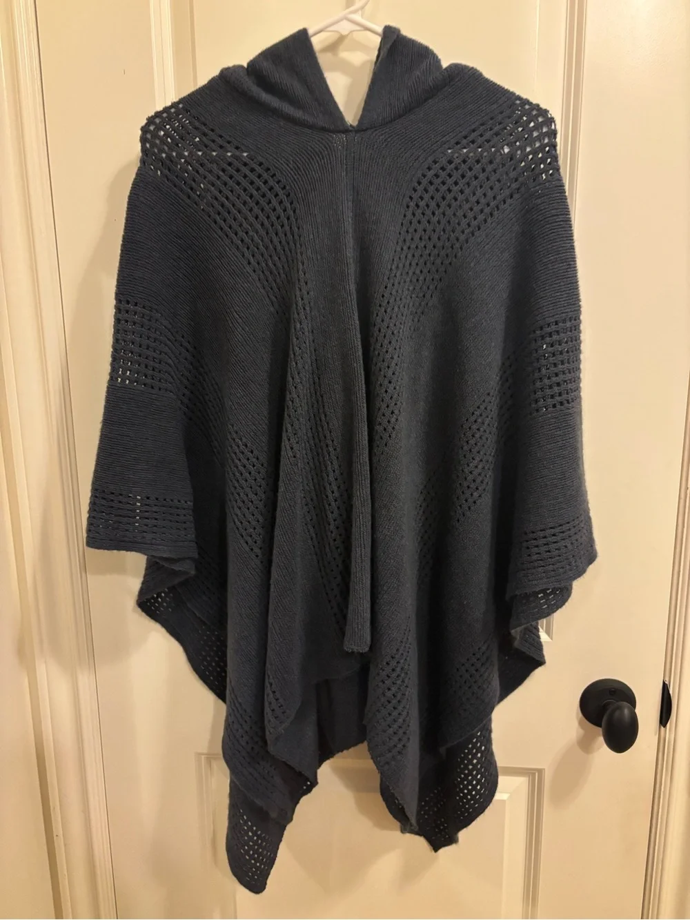 Charlotte Daniel Grey Knit Poncho hoodie Sweater one Size